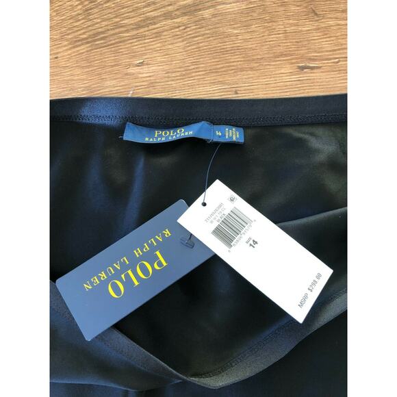 Polo Ralph Lauren Amla Bias Cut Satin Midi Skirt In Polo Black Size 14 $298 - Picture 13 of 15